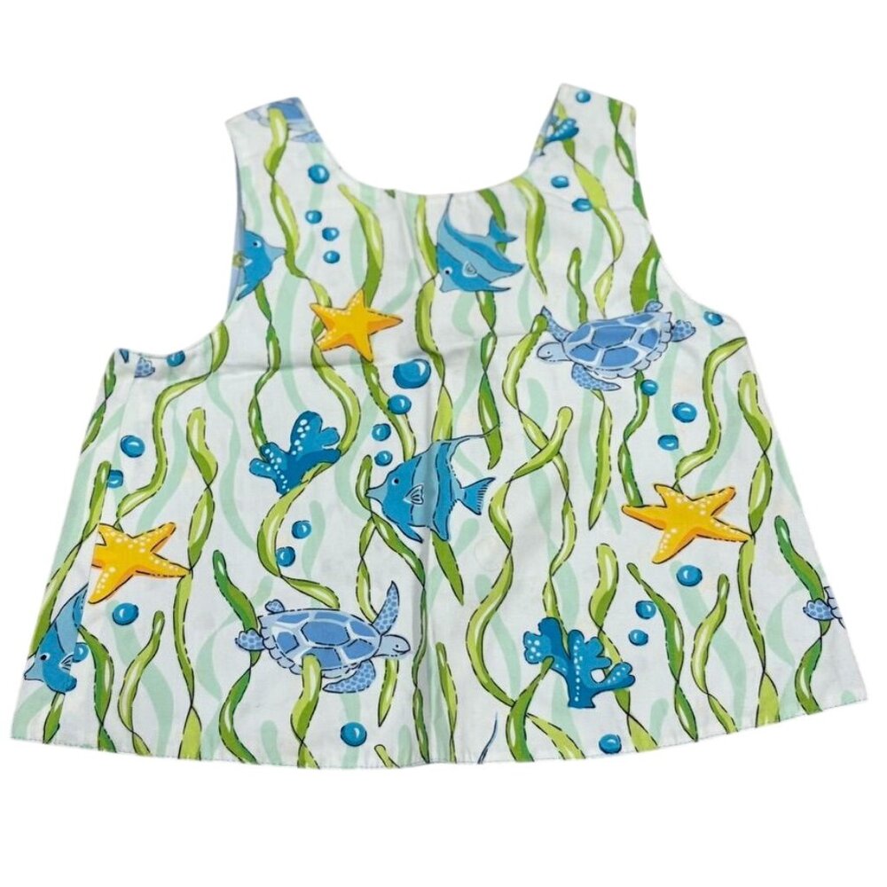 Gymboree Vintage Toddler Girls Reversible Tank Top Sea Life Print Size 5 100% Co